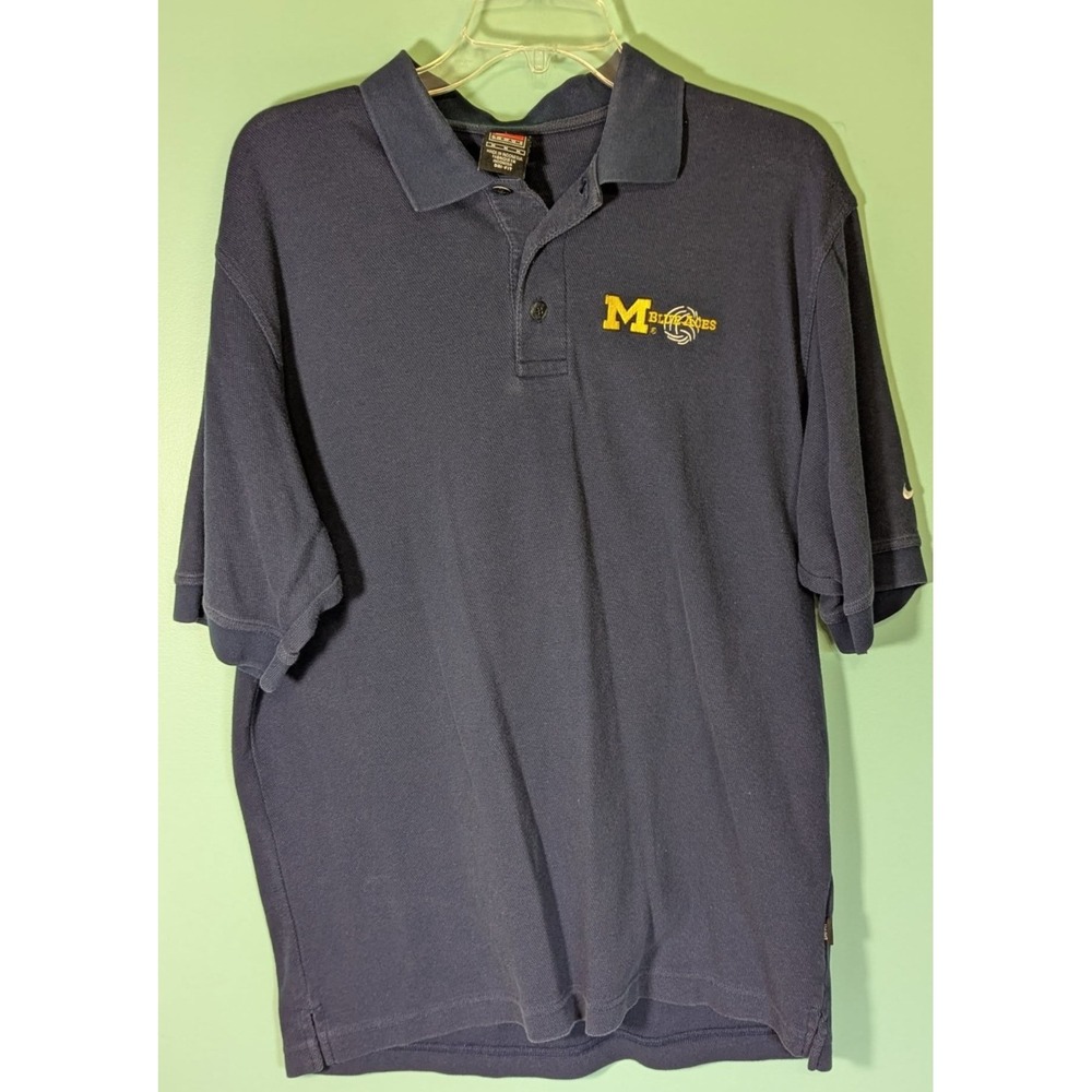 Nike University of Michigan Blue Aces Polo Shirt Size Medium Dri-Fit